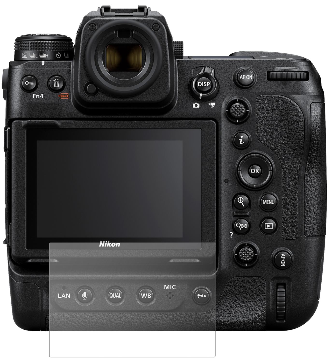 NikonZ9 mit aufgebrachter dipos Panzerfolie, die lästige Fingerabdrücke minimiert