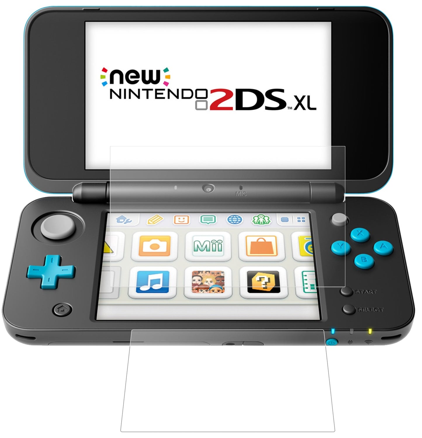 Nintendo2DS XL mit aufgebrachter dipos Panzerfolie, die lästige Fingerabdrücke minimiert