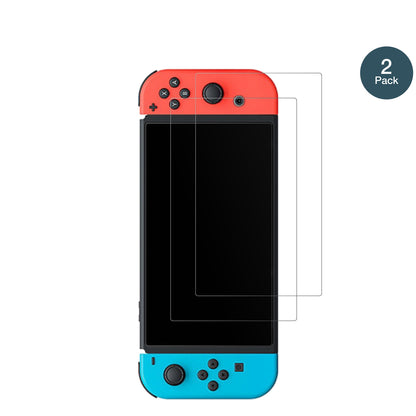 NintendoSwitch OLED mit aufgebrachter dipos Panzerfolie, die lästige Fingerabdrücke minimiert