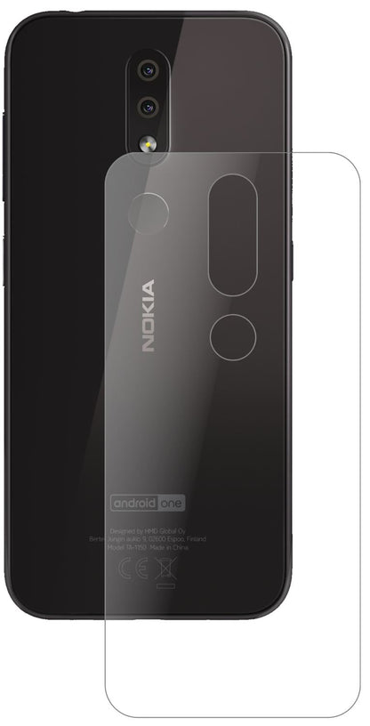Nokia4.2 Rückseite mit aufgebrachter dipos Panzerfolie, die lästige Fingerabdrücke minimiert