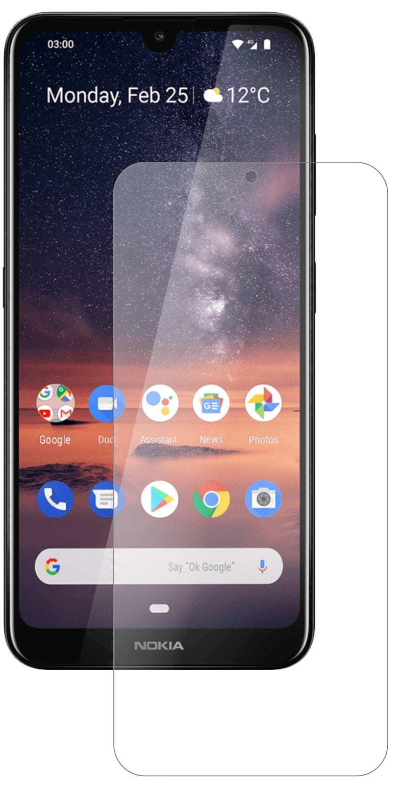 Nokia46056 mit aufgebrachter dipos Panzerfolie, die lästige Fingerabdrücke minimiert