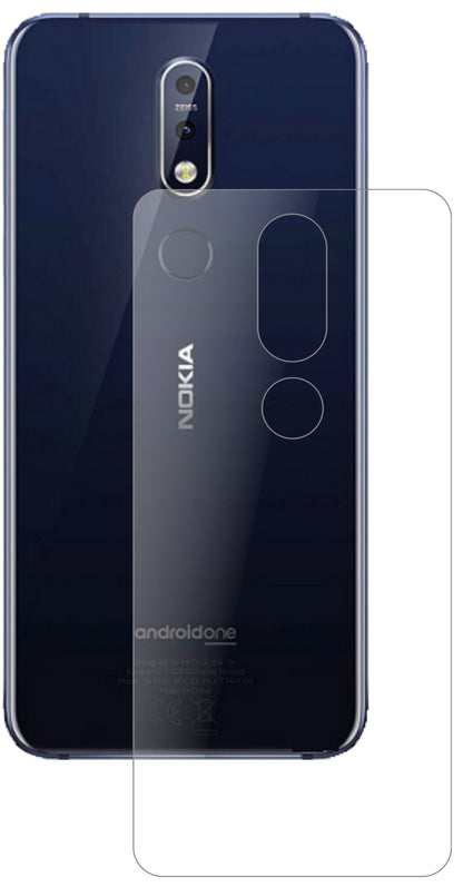 NokiaX7 (2018) Rückseite mit aufgebrachter dipos Panzerfolie, die lästige Fingerabdrücke minimiert