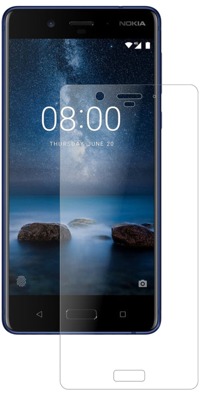 Nokia8 mit aufgebrachter dipos Panzerfolie, die lästige Fingerabdrücke minimiert