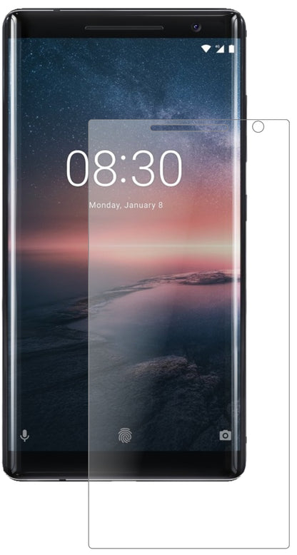 Nokia8 Sirocco mit aufgebrachter dipos Panzerfolie, die lästige Fingerabdrücke minimiert