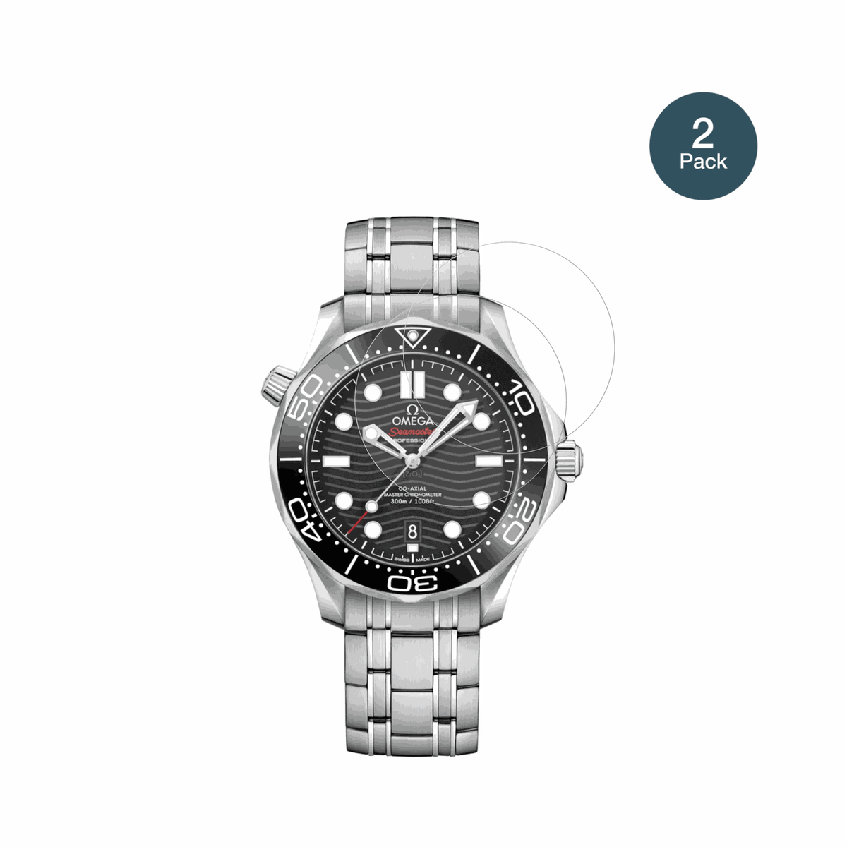 OmegaSeamaster Diver 300M 42 mm mit aufgebrachter dipos Panzerfolie, die l�stige Fingerabdr�cke minimiert