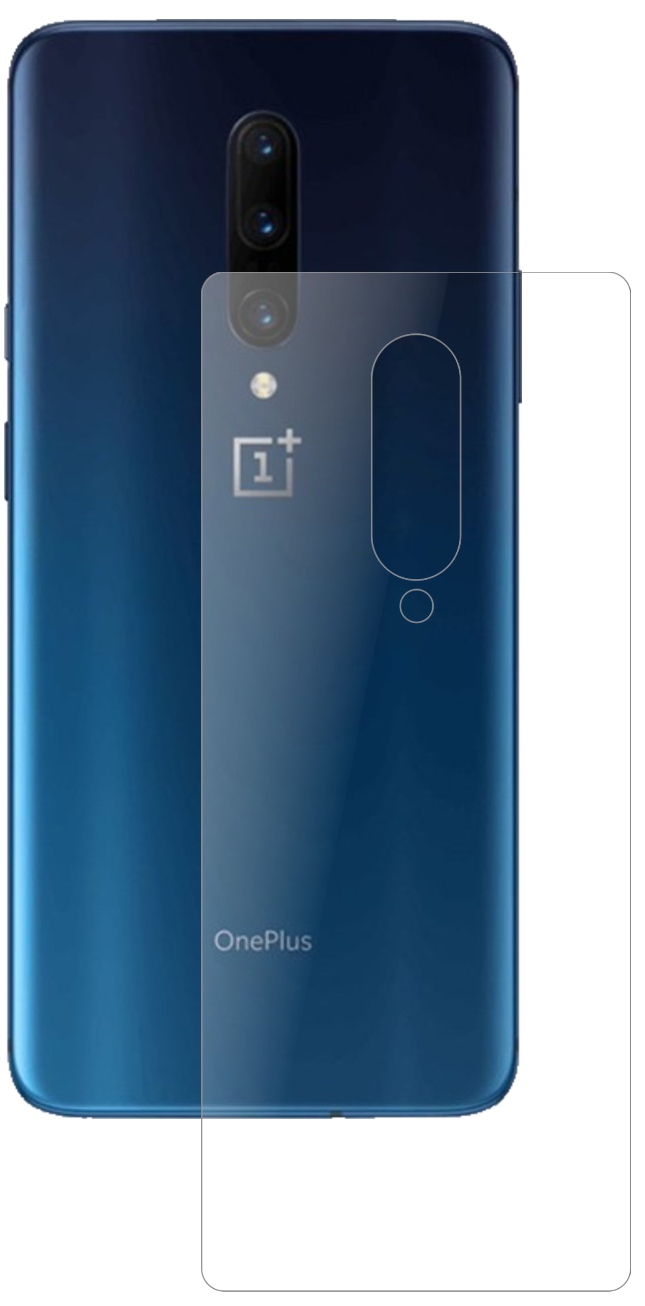 OnePlus7T Pro McLaren Edition Rückseite mit aufgebrachter dipos Panzerfolie, die lästige Fingerabdrücke minimiert