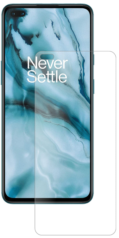 OnePlusNord mit aufgebrachter dipos Panzerfolie, die lästige Fingerabdrücke minimiert