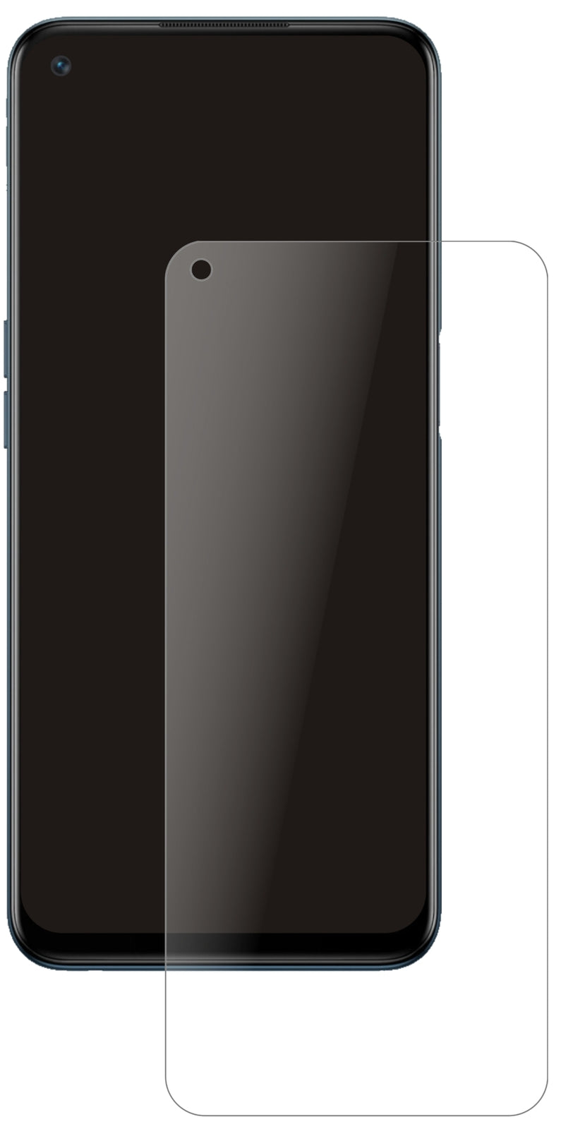 OnePlusNord N200 5G mit aufgebrachter dipos Panzerfolie, die lästige Fingerabdrücke minimiert