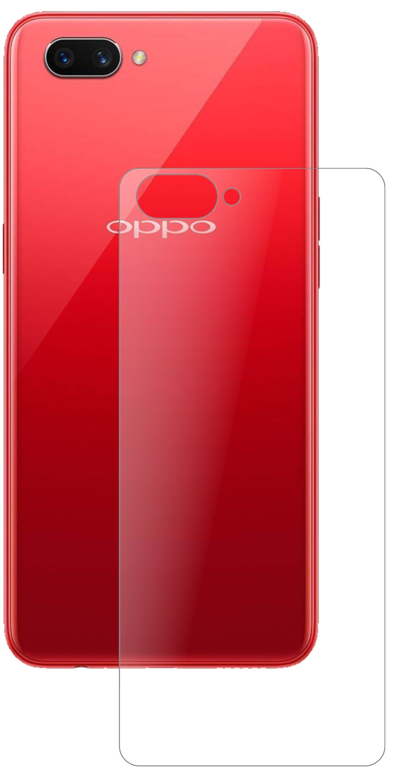 OPPOA3S Rückseite mit aufgebrachter dipos Panzerfolie, die lästige Fingerabdrücke minimiert