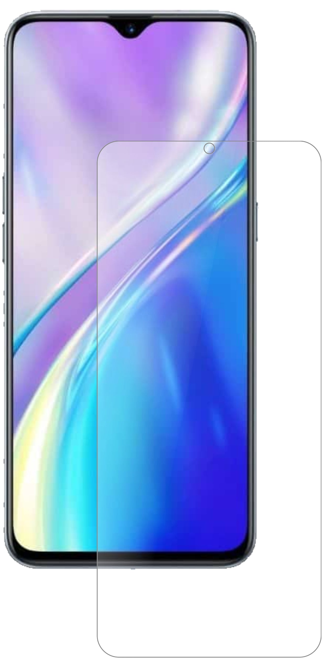 OppoRealme 6i mit aufgebrachter dipos Panzerfolie, die lästige Fingerabdrücke minimiert
