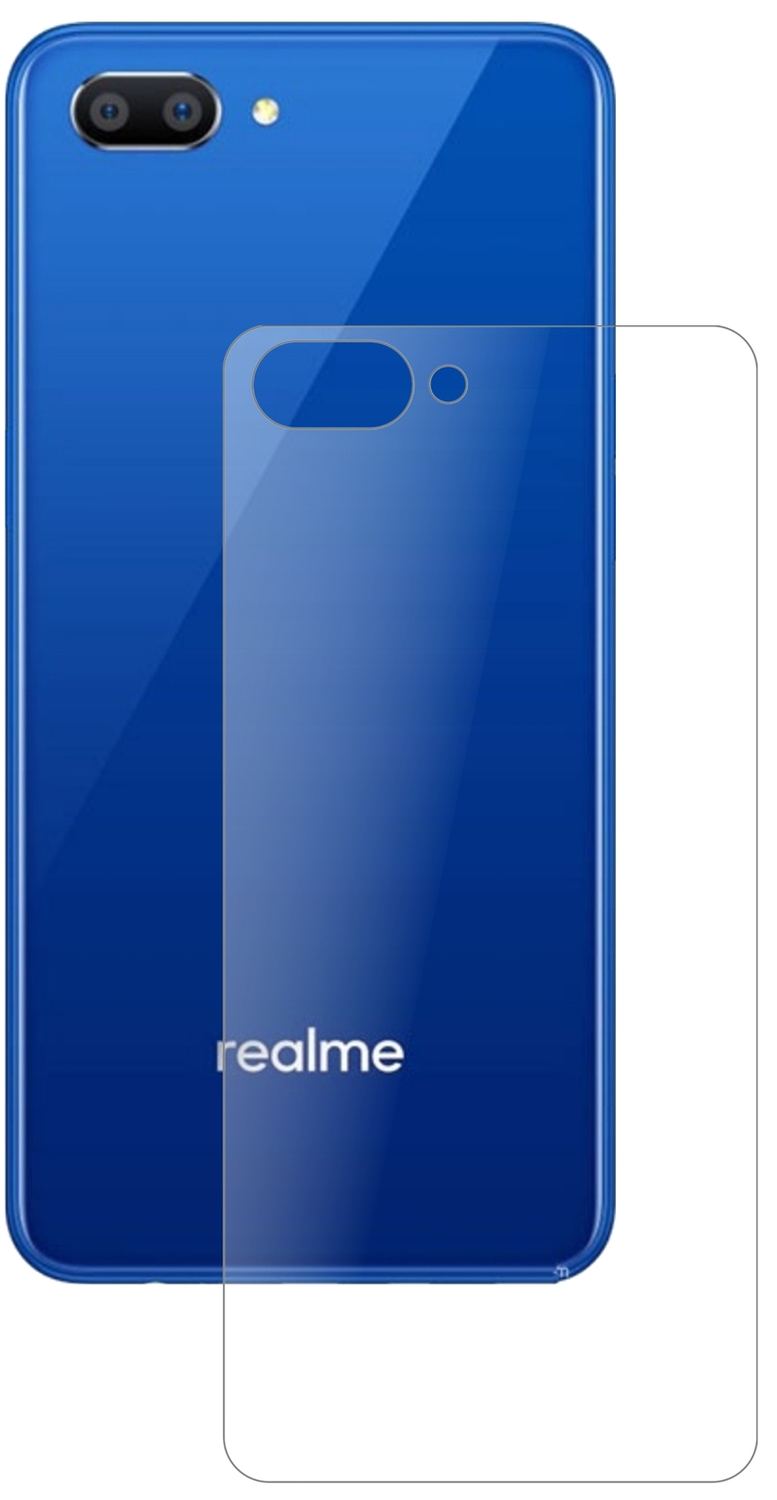 OppoRealme C1 Rückseite mit aufgebrachter dipos Panzerfolie, die lästige Fingerabdrücke minimiert
