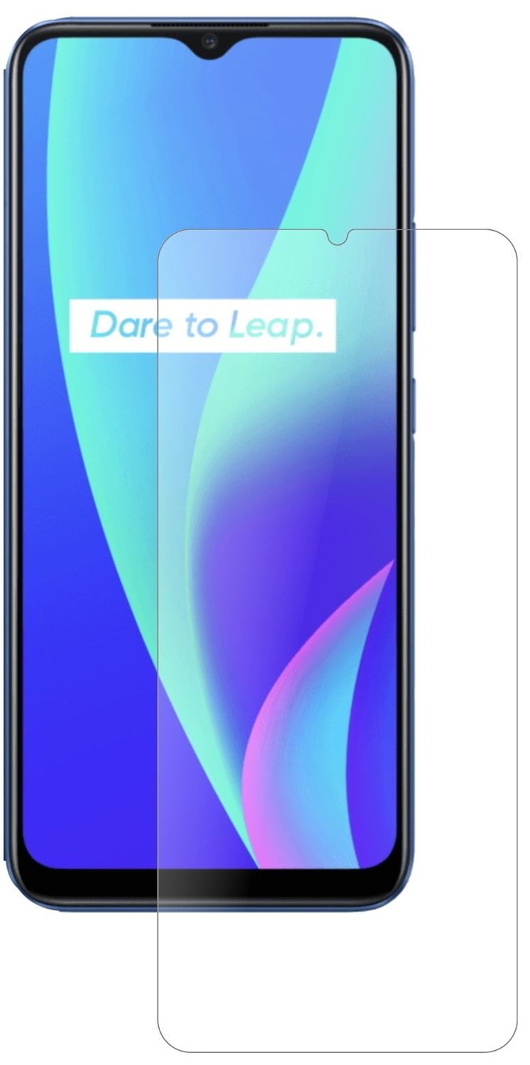 OppoRealme C3 mit aufgebrachter dipos Panzerfolie, die lästige Fingerabdrücke minimiert