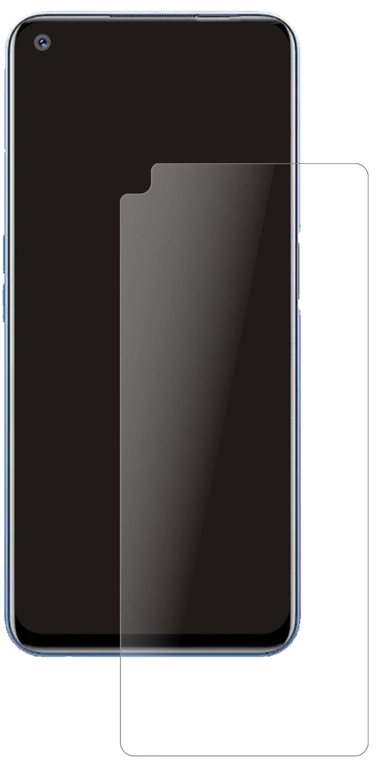 OppoRealme Narzo 30 Pro mit aufgebrachter dipos Panzerfolie, die lästige Fingerabdrücke minimiert
