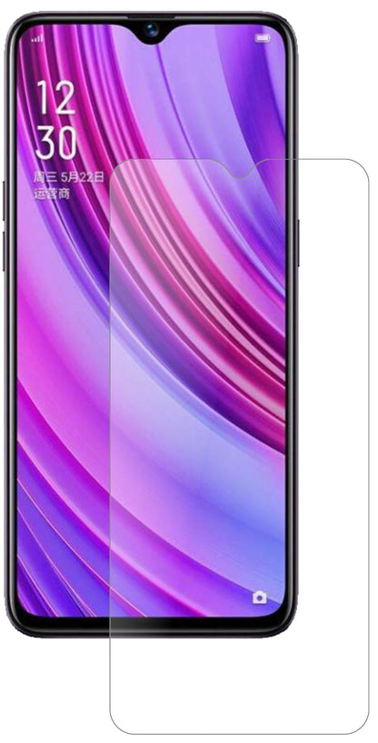 OppoRealme X Lite mit aufgebrachter dipos Panzerfolie, die lästige Fingerabdrücke minimiert