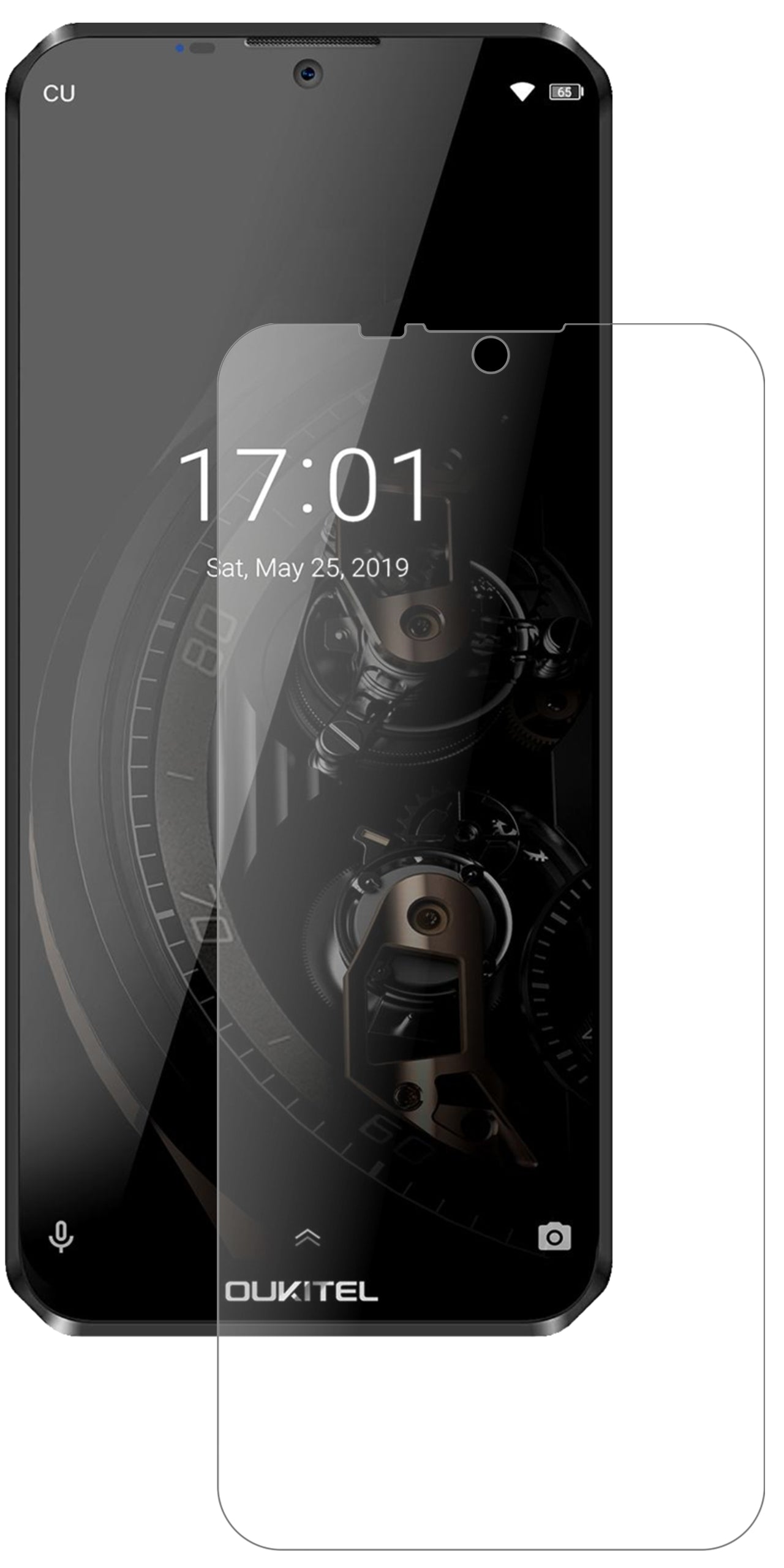 OukitelK12 mit aufgebrachter dipos Panzerfolie, die lästige Fingerabdrücke minimiert