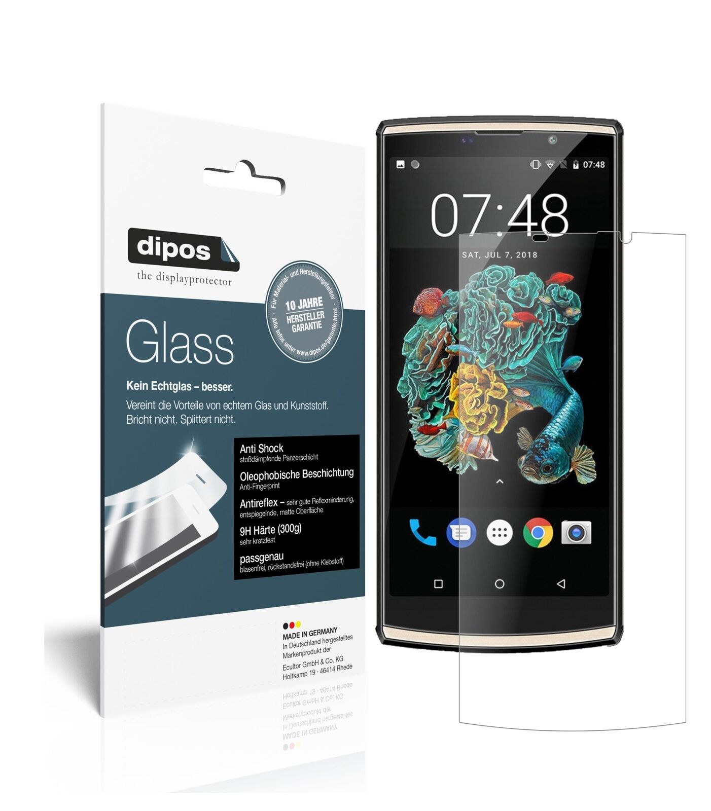 OukitelK7 mit aufgebrachter dipos Panzerfolie, die lästige Fingerabdrücke minimiert