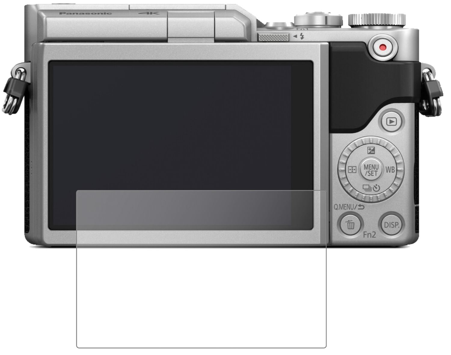 PanasonicLumix DC-GX880 mit aufgebrachter dipos Panzerfolie, die lästige Fingerabdrücke minimiert