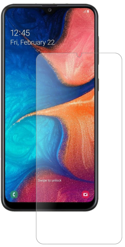 SamsungGalaxy A20 mit aufgebrachter dipos Panzerfolie, die lästige Fingerabdrücke minimiert