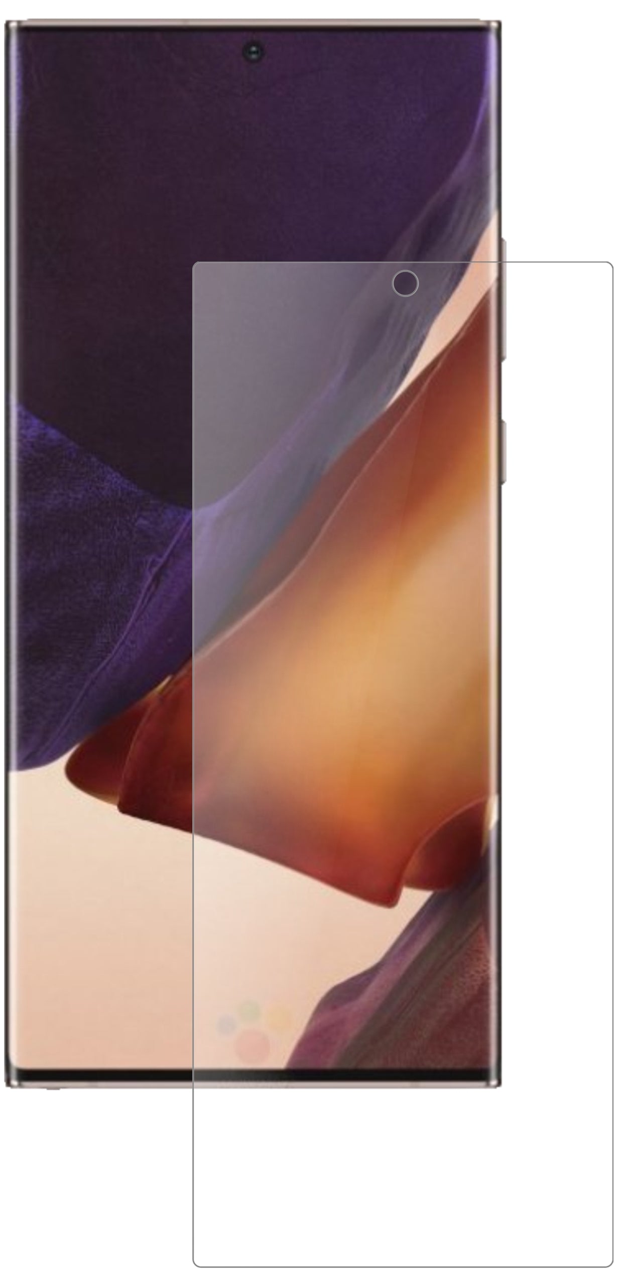 SamsungGalaxy Note 20 Ultra 5G mit aufgebrachter dipos Panzerfolie, die lästige Fingerabdrücke minimiert