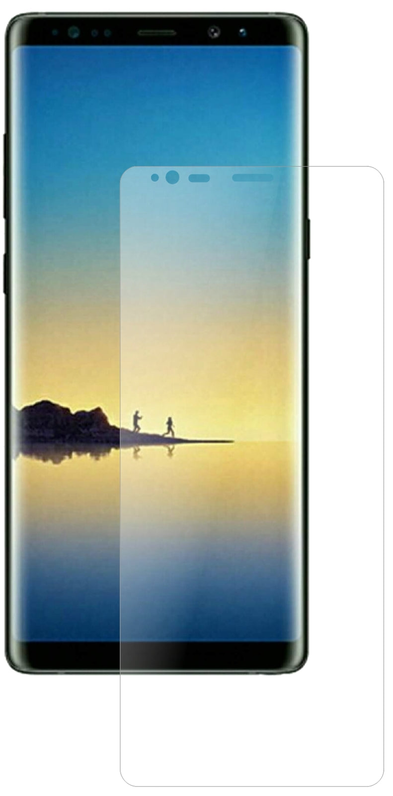 SamsungGalaxy Note 8 mit aufgebrachter dipos Panzerfolie, die lästige Fingerabdrücke minimiert