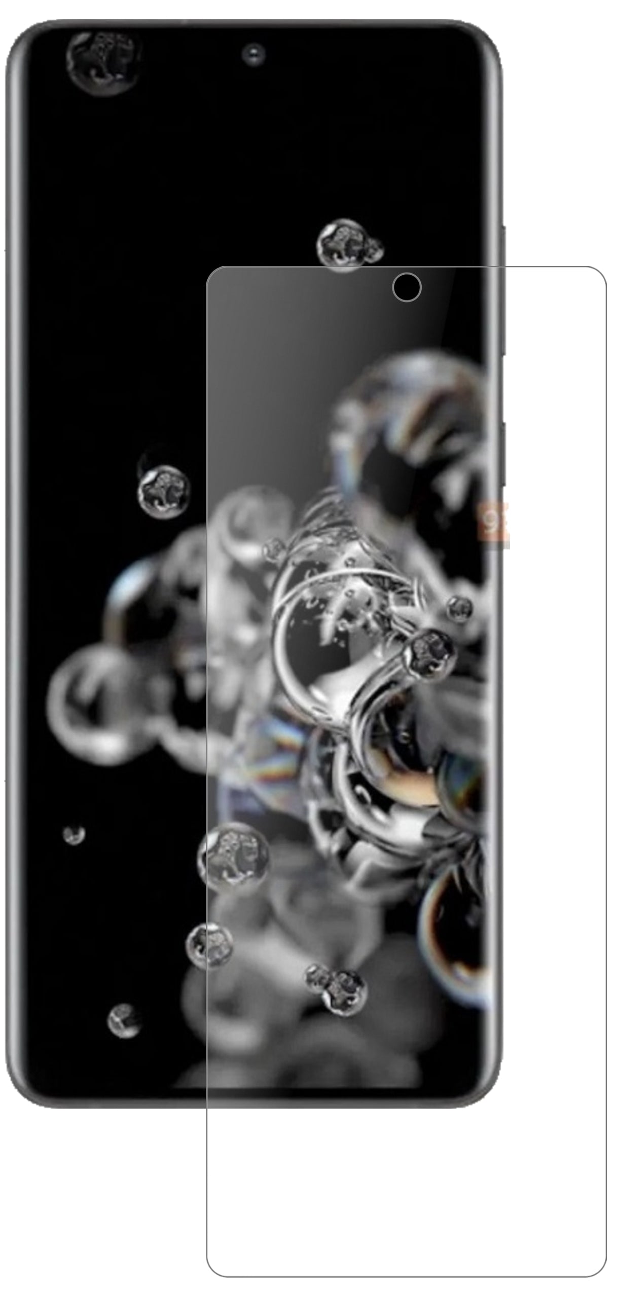 SamsungGalaxy S20 Ultra 5G mit aufgebrachter dipos Panzerfolie, die lästige Fingerabdrücke minimiert