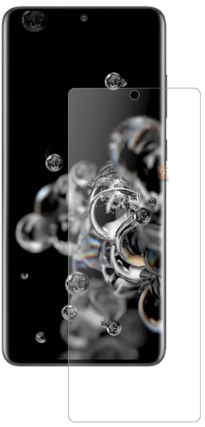 SamsungGalaxy S20 Ultra 5G mit aufgebrachter dipos Panzerfolie, die lästige Fingerabdrücke minimiert