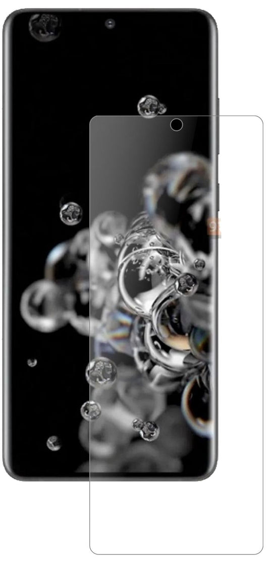 SamsungGalaxy S20 Ultra mit aufgebrachter dipos Panzerfolie, die lästige Fingerabdrücke minimiert
