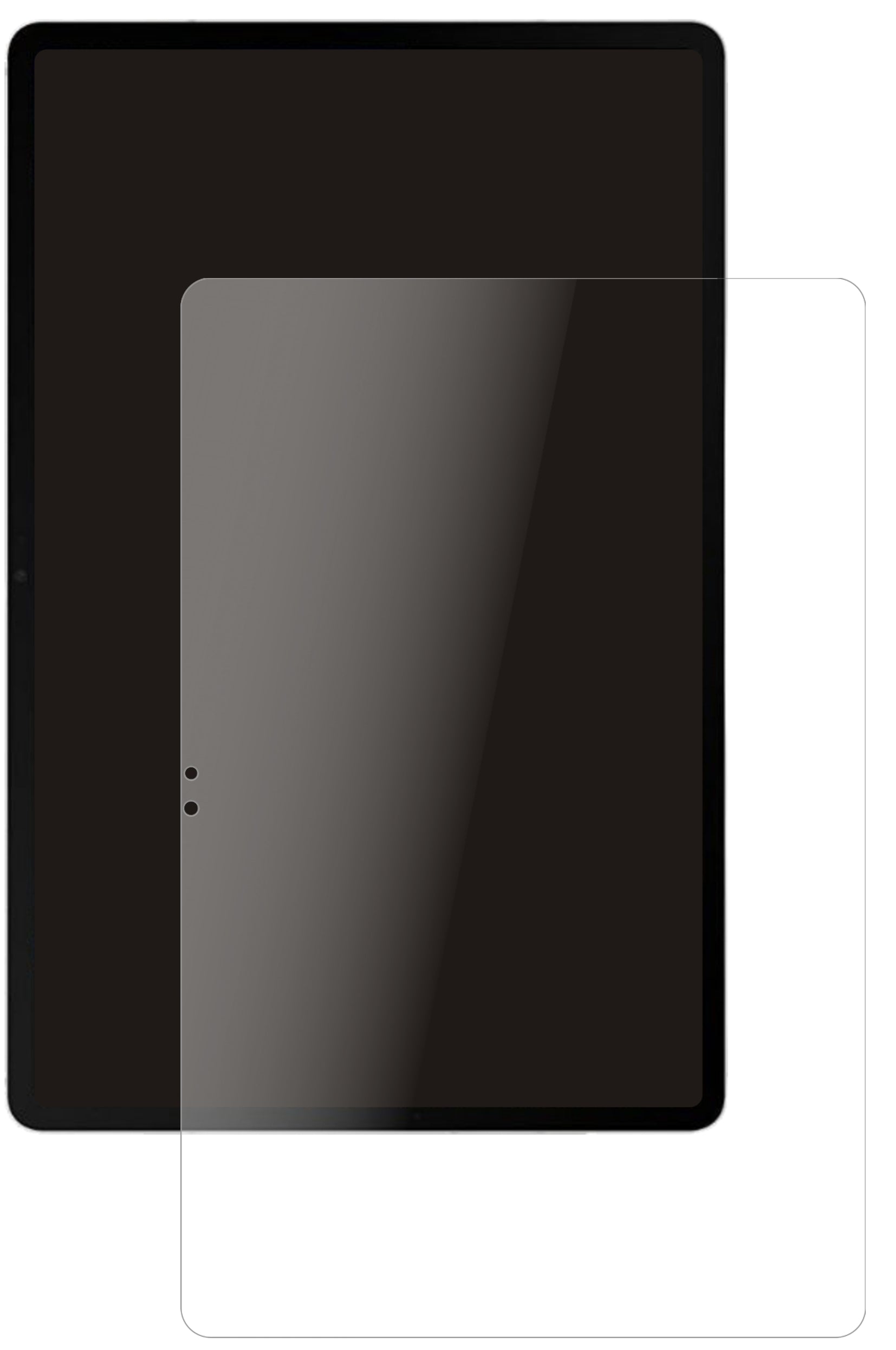 SamsungGalaxy Tab S8 Plus mit aufgebrachter dipos Panzerfolie, die lästige Fingerabdrücke minimiert