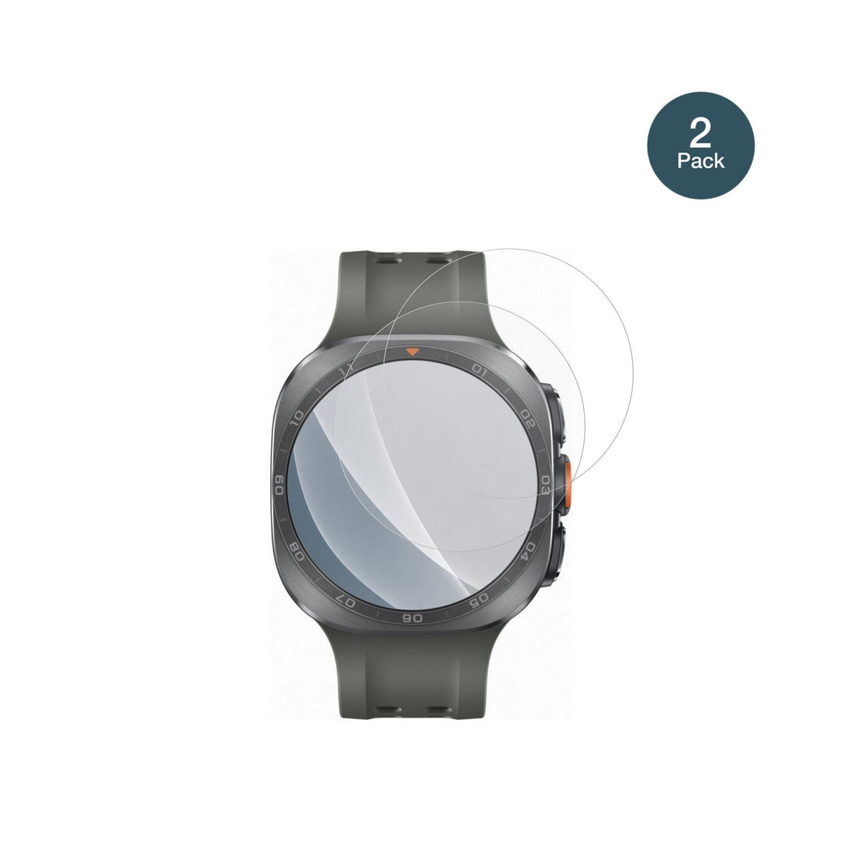 SamsungGalaxy Watch Ultra 2 mit aufgebrachter dipos Panzerfolie, die lästige Fingerabdrücke minimiert