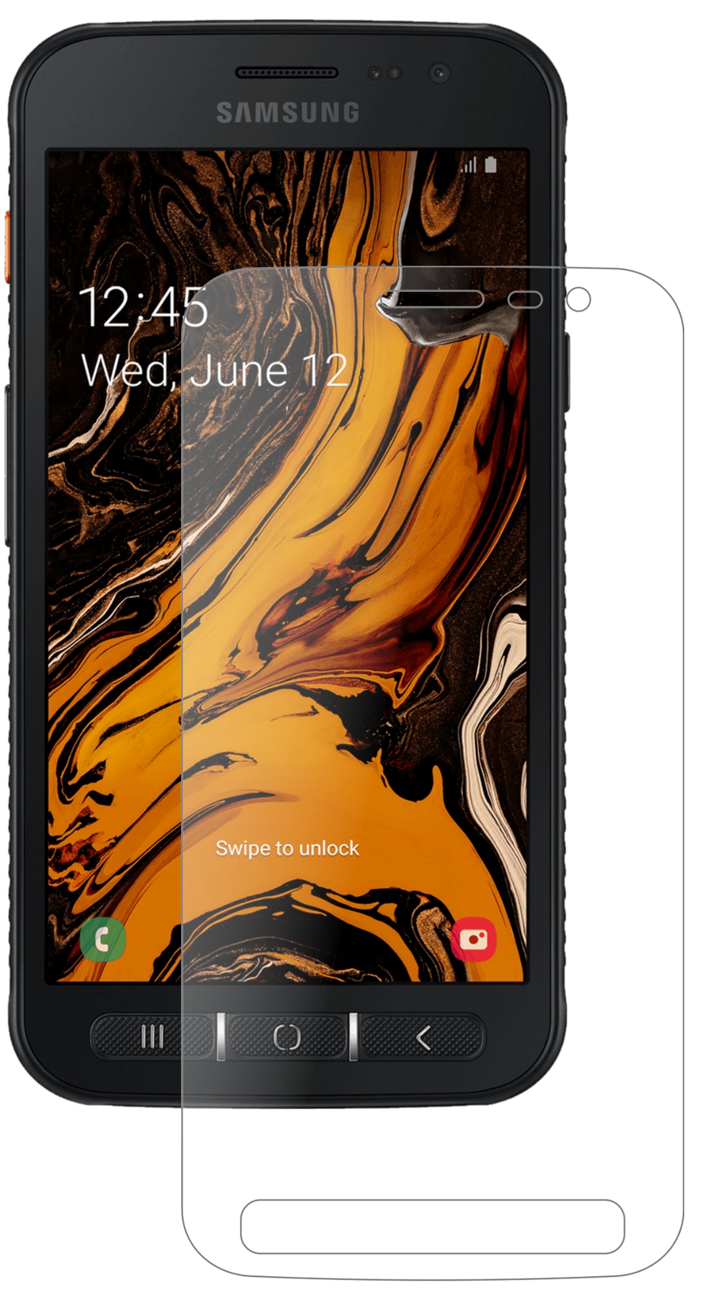 SamsungGalaxy Xcover 4S mit aufgebrachter dipos Panzerfolie, die lästige Fingerabdrücke minimiert