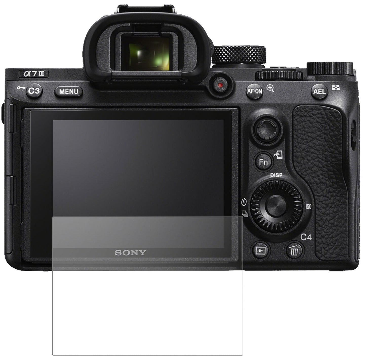 SonyAlpha 7C mit aufgebrachter dipos Panzerfolie, die lästige Fingerabdrücke minimiert