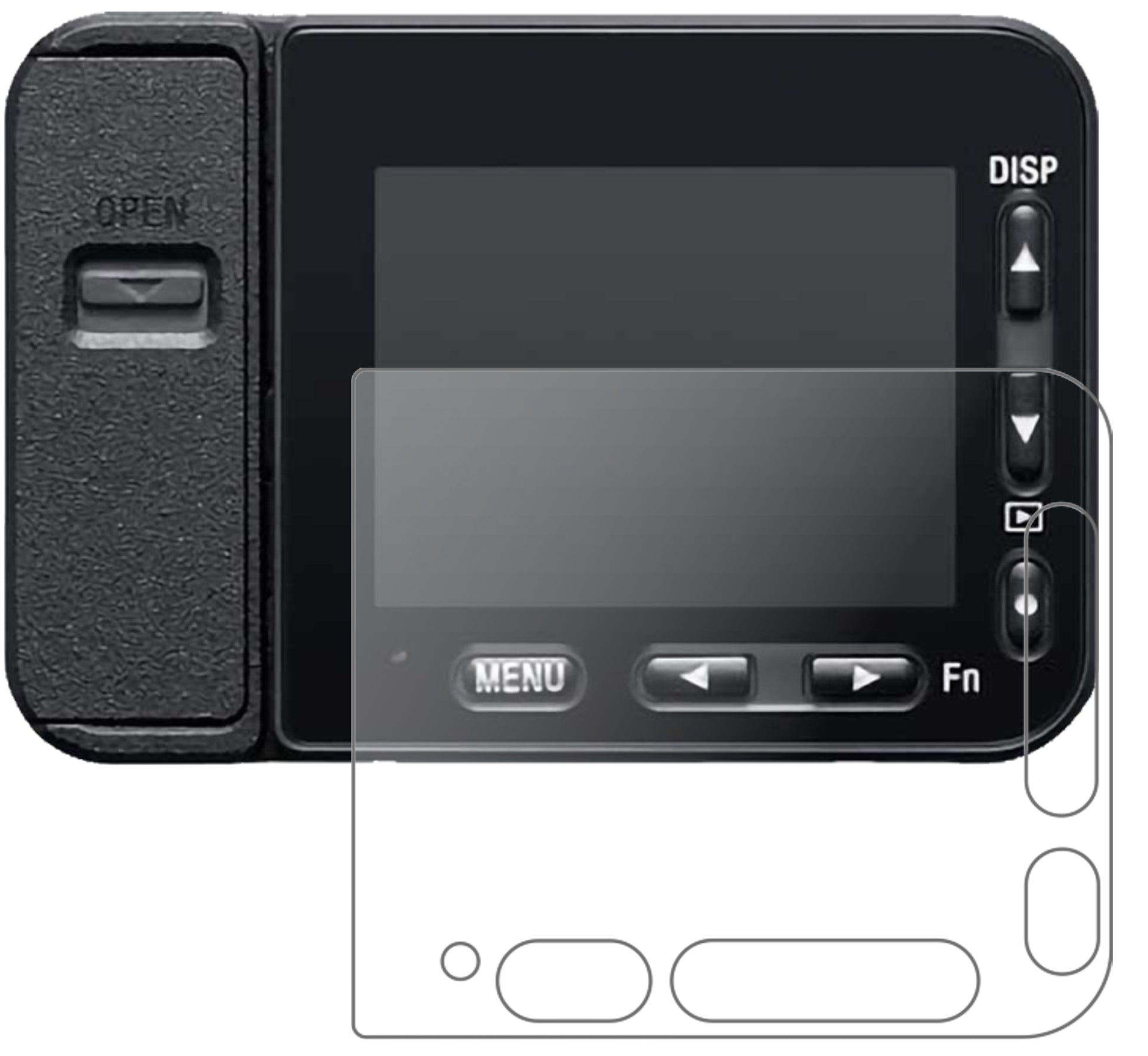 SonyDSC-RX0M2 mit aufgebrachter dipos Panzerfolie, die lästige Fingerabdrücke minimiert