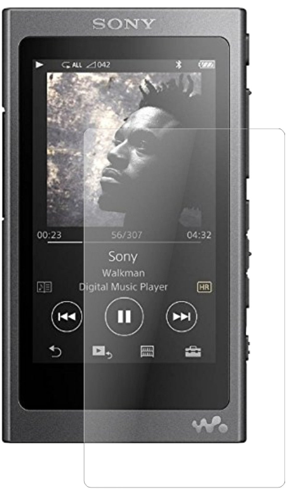 SonyWalkman NW-A35 mit aufgebrachter dipos Panzerfolie, die lästige Fingerabdrücke minimiert