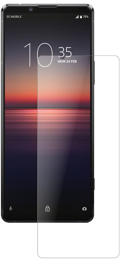 SonyXperia 1 II mit aufgebrachter dipos Panzerfolie, die lästige Fingerabdrücke minimiert