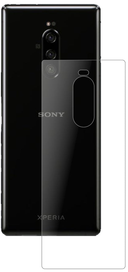 SonyXperia 1 Rückseite mit aufgebrachter dipos Panzerfolie, die lästige Fingerabdrücke minimiert