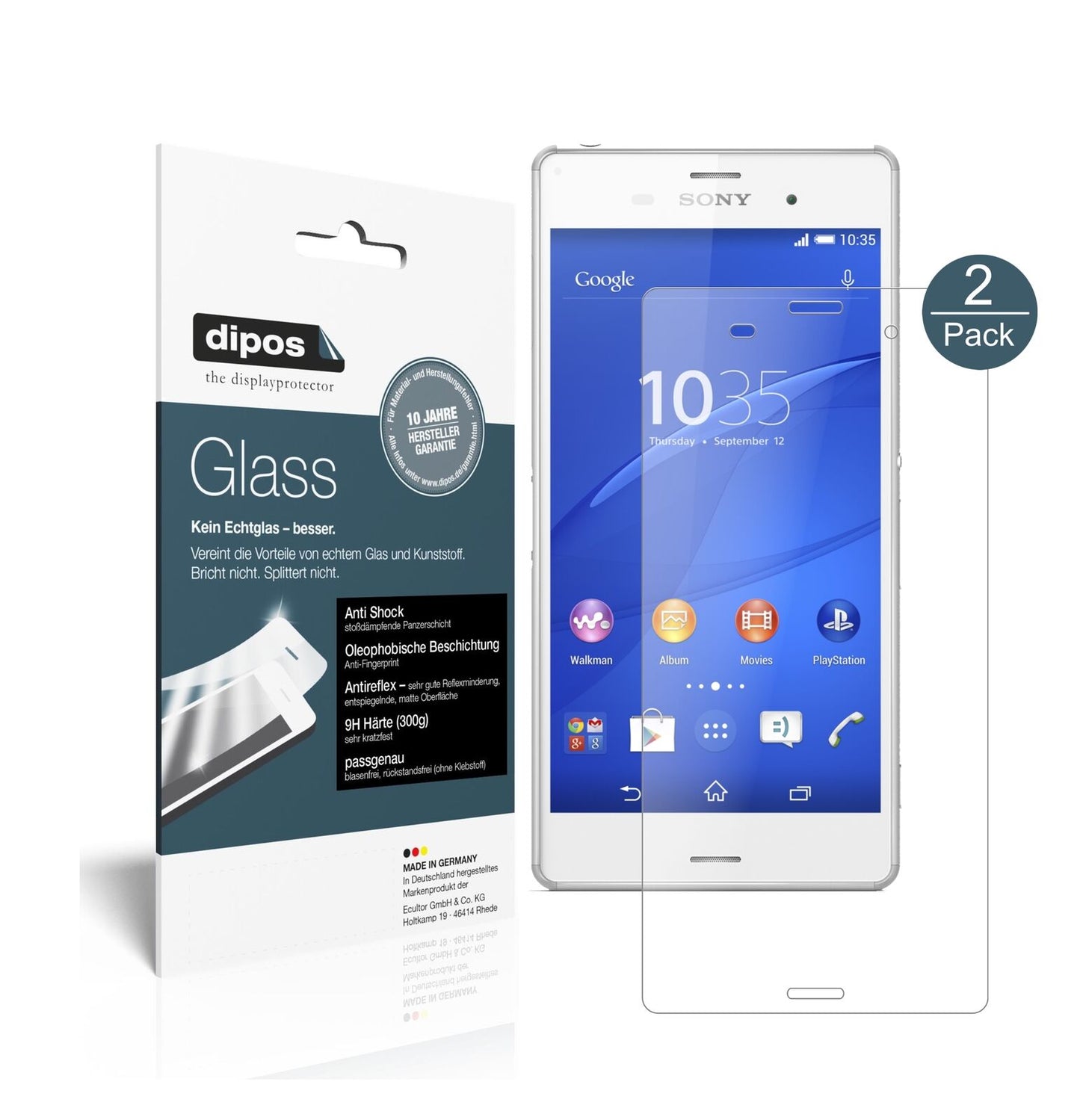 SonyXperia Z3 mit aufgebrachter dipos Panzerfolie, die lästige Fingerabdrücke minimiert