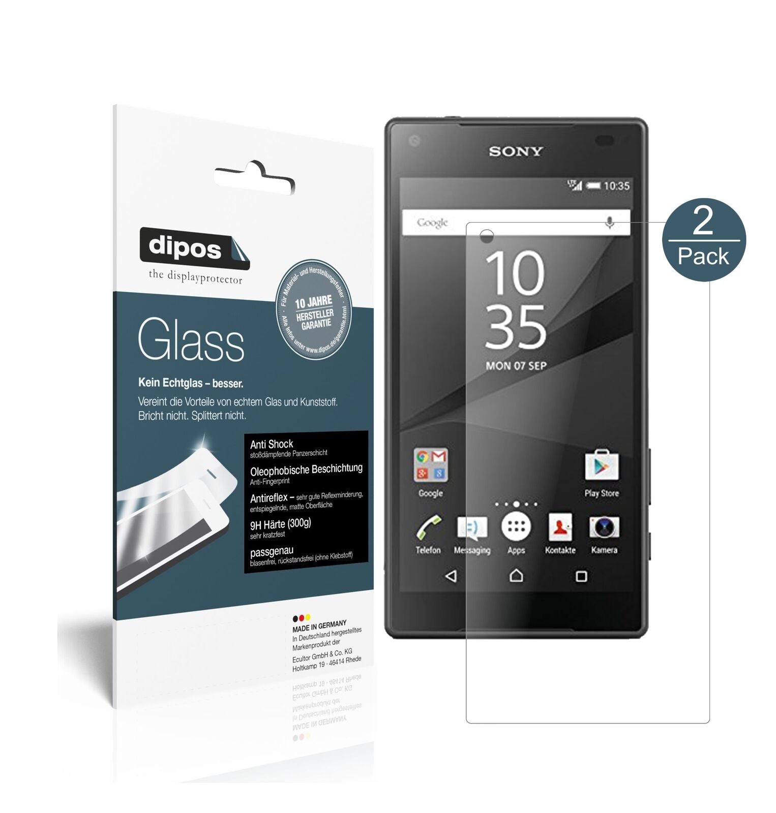 SonyXperia Z5 Compact mit aufgebrachter dipos Panzerfolie, die lästige Fingerabdrücke minimiert