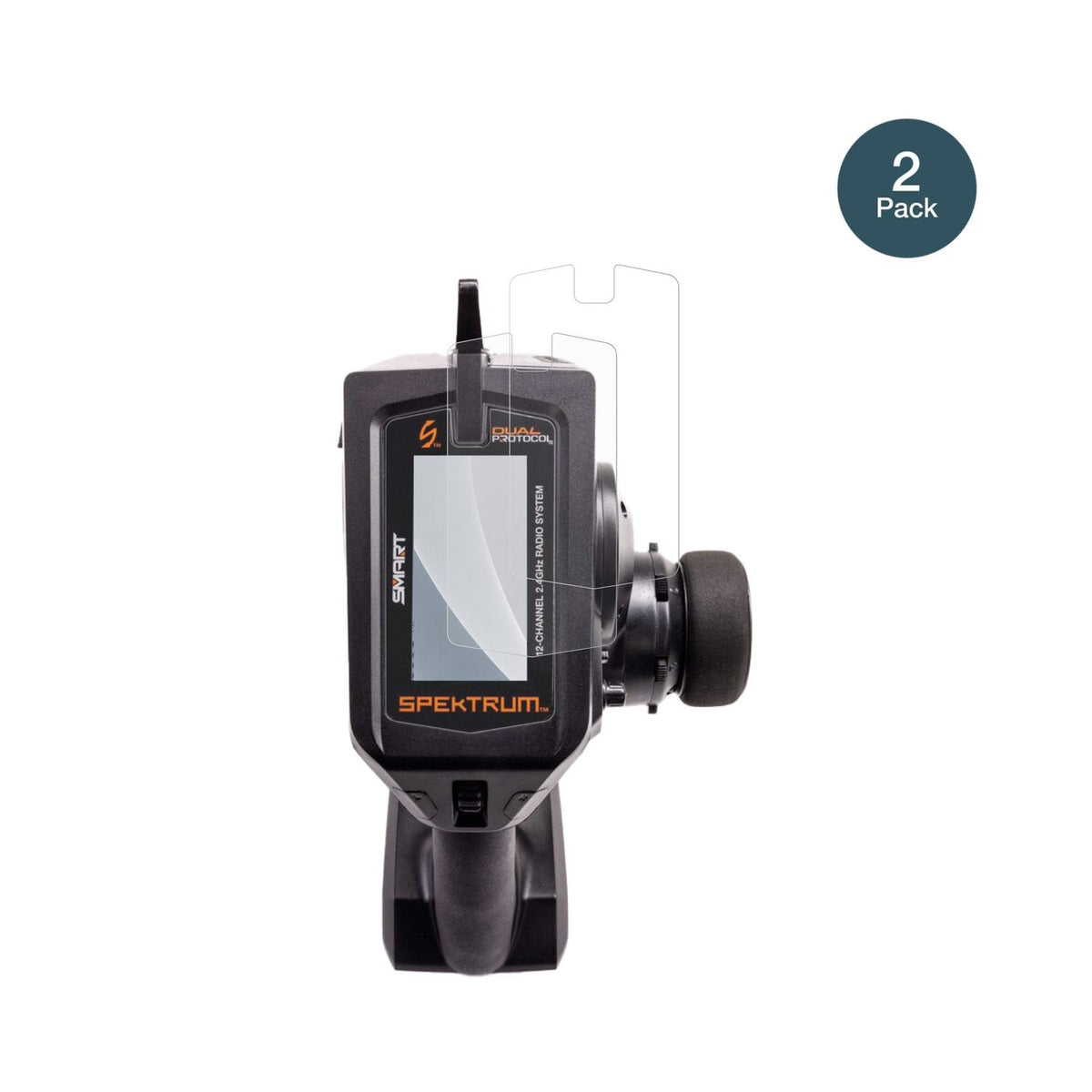 SpektrumDX Pro Plus mit aufgebrachter dipos Panzerfolie, die lästige Fingerabdrücke minimiert
