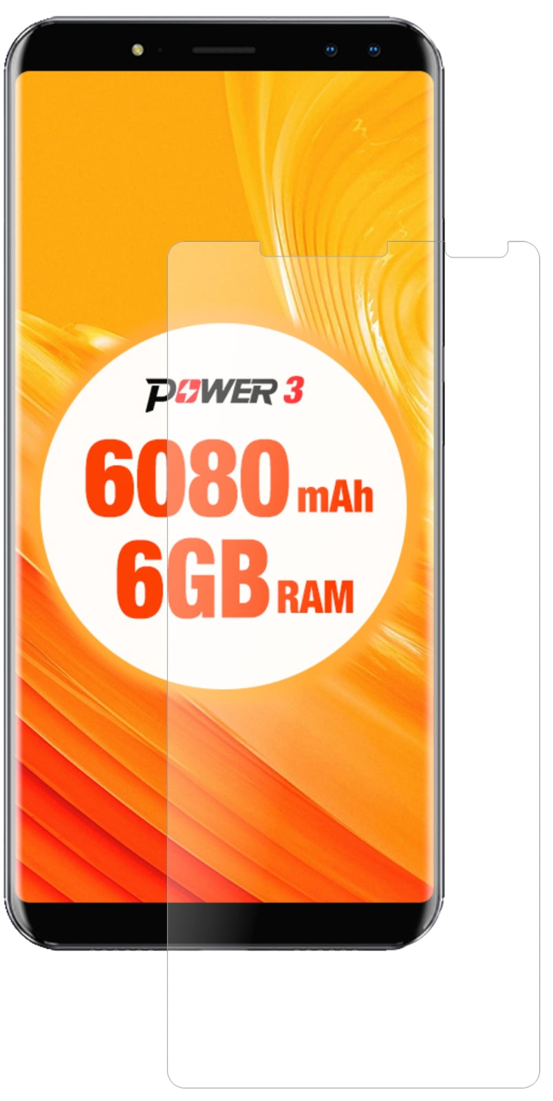 UlefonePower 3 mit aufgebrachter dipos Panzerfolie, die lästige Fingerabdrücke minimiert