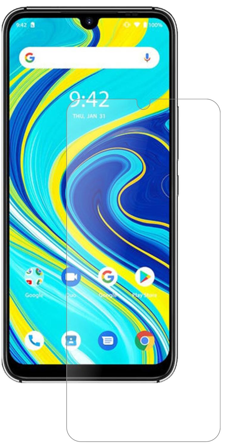 UmidigiA7 Pro mit aufgebrachter dipos Panzerfolie, die lästige Fingerabdrücke minimiert