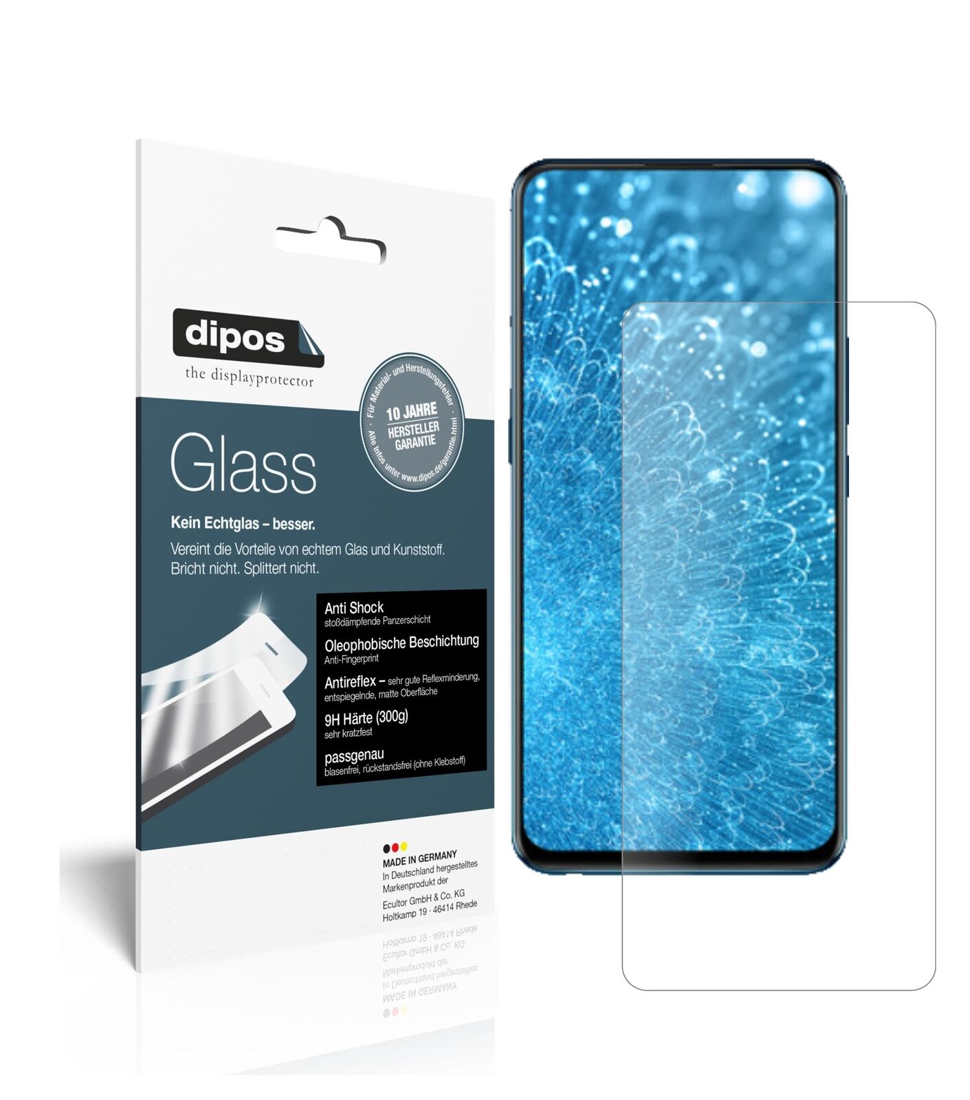 VivoS1 Pro mit aufgebrachter dipos Panzerfolie, die lästige Fingerabdrücke minimiert