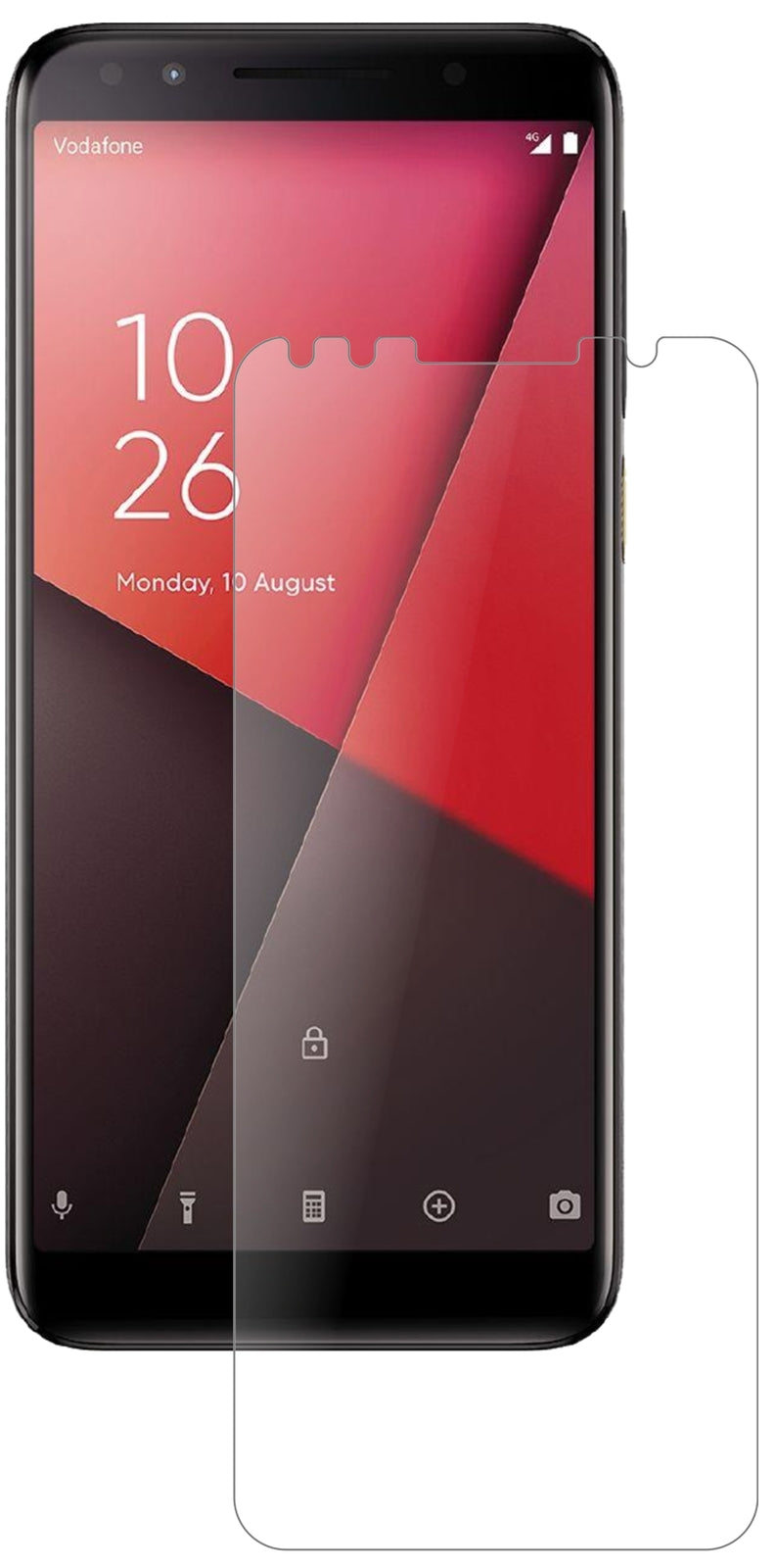 VodafoneSmart N9 mit aufgebrachter dipos Panzerfolie, die lästige Fingerabdrücke minimiert