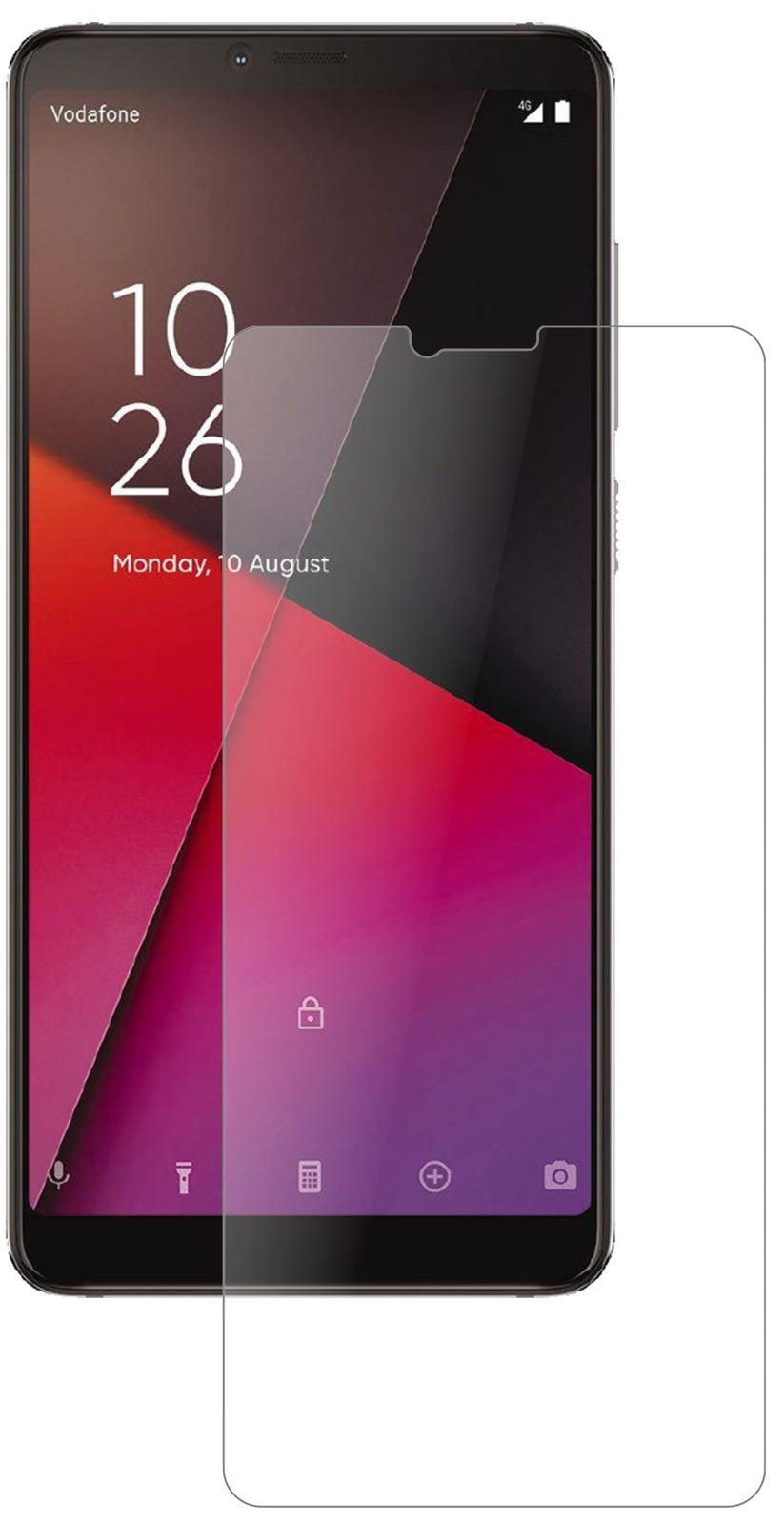 VodafoneSmart X9 mit aufgebrachter dipos Panzerfolie, die lästige Fingerabdrücke minimiert