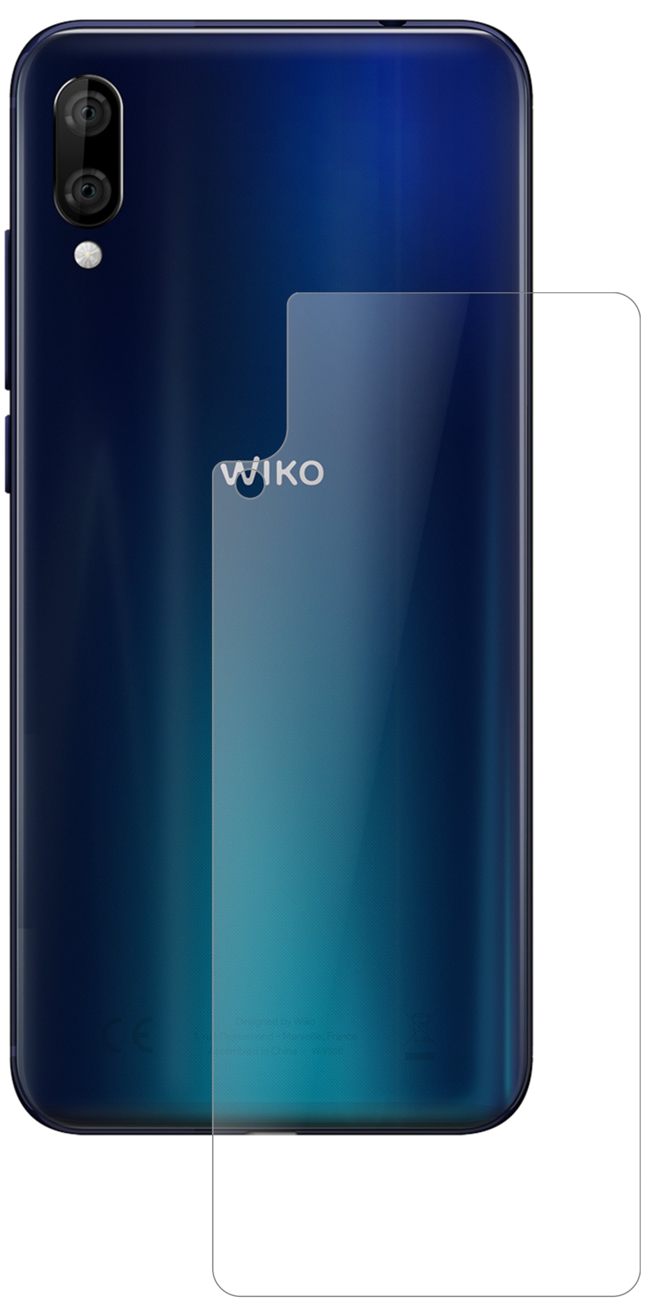 WikoView 3 Lite Rückseite mit aufgebrachter dipos Panzerfolie, die lästige Fingerabdrücke minimiert