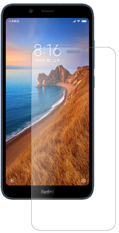 XiaomiRedmi 7A mit aufgebrachter dipos Panzerfolie, die lästige Fingerabdrücke minimiert