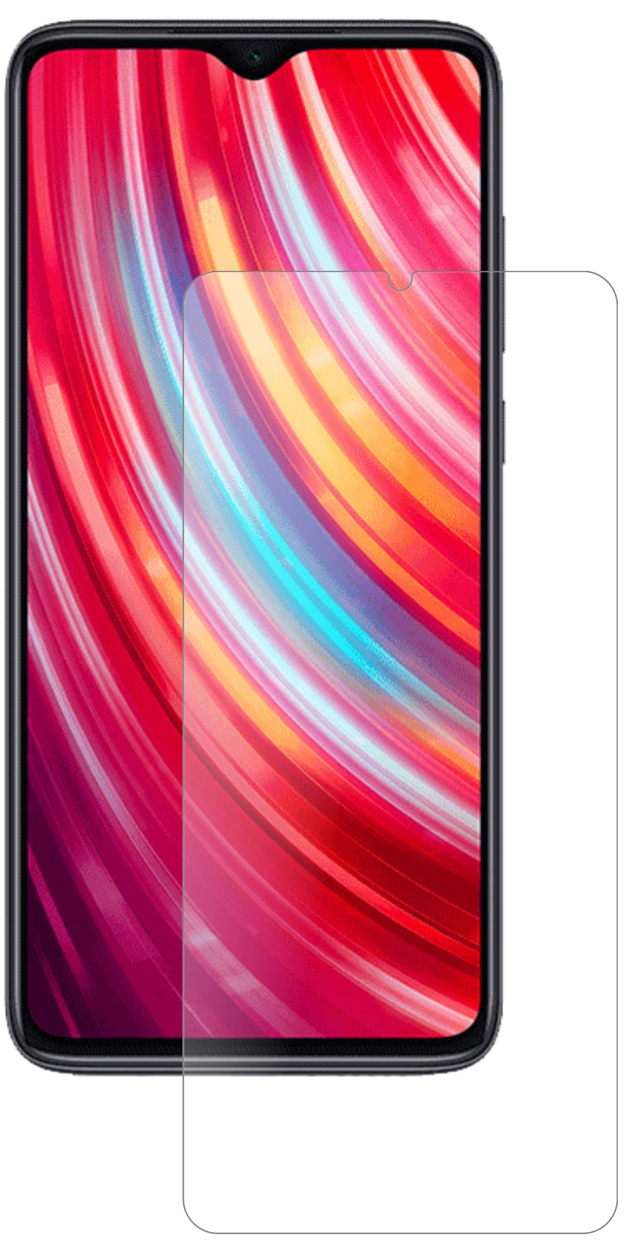 XiaomiRedmi Note 8 Pro mit aufgebrachter dipos Panzerfolie, die lästige Fingerabdrücke minimiert