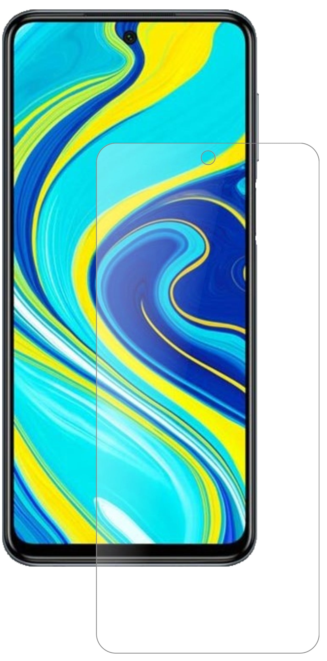 XiaomiRedmi Note 9 Pro Max mit aufgebrachter dipos Panzerfolie, die lästige Fingerabdrücke minimiert
