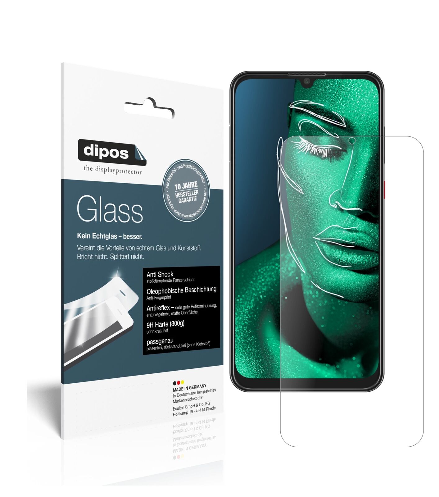 ZTEBlade V10 mit aufgebrachter dipos Panzerfolie, die lästige Fingerabdrücke minimiert
