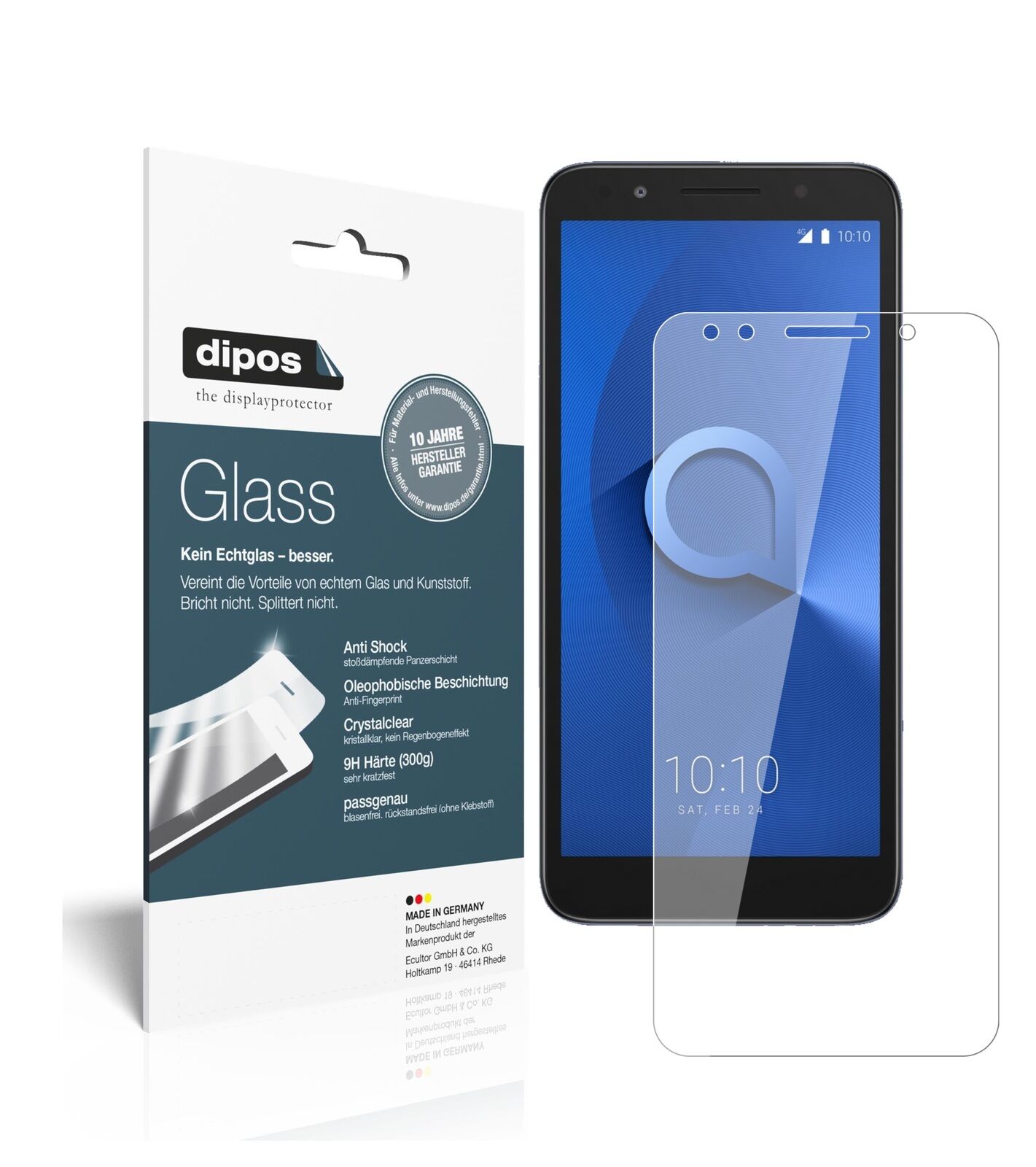 Alcatel1X mit aufgebrachter dipos Flex Schutzfolie, glasklare Darstellung ohne Einschränkungen