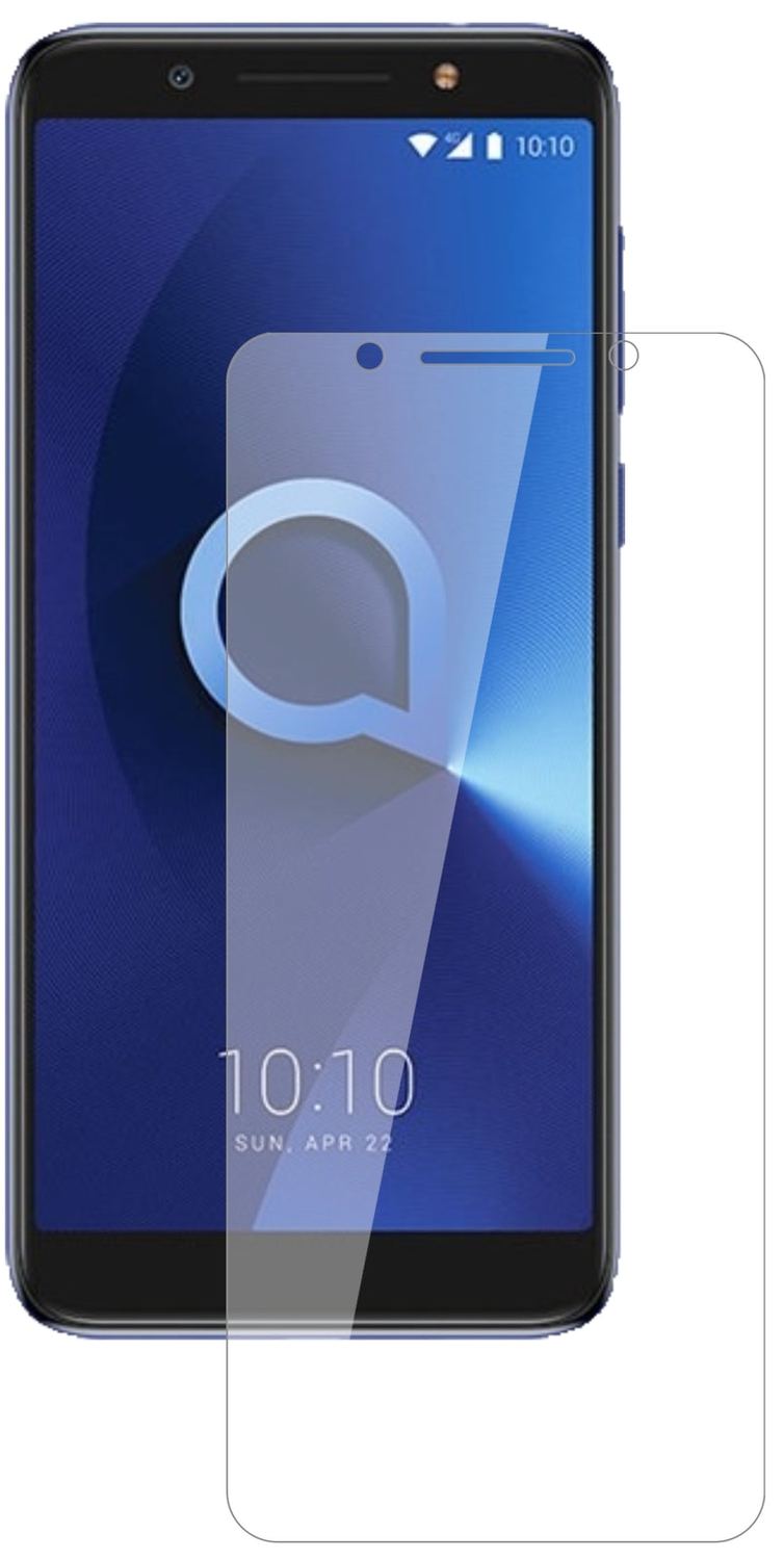 Alcatel3X mit aufgebrachter dipos Flex Schutzfolie, glasklare Darstellung ohne Einschränkungen